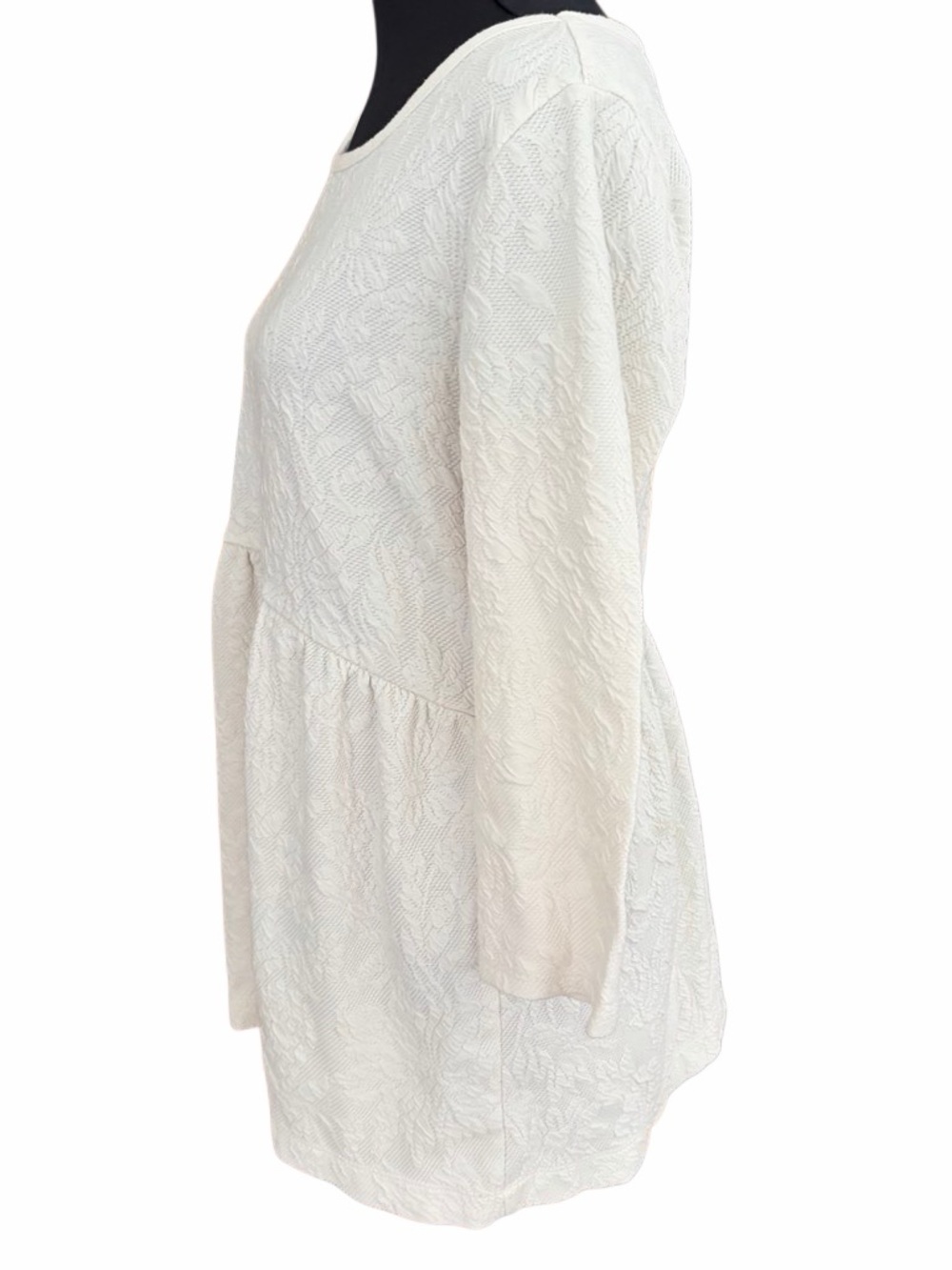A Pea In The Pod ivory jacquard Empire-waist peplum top size Small. - Picture 6 of 8
